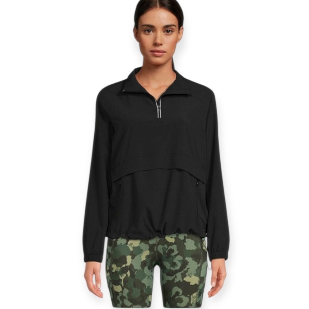 Avia Black lightweight Half-Zip Sweatshirt With Pockets and Ajustable Straps